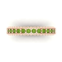 1.44 ctw Wedding Band for Women - 18K Rose Gold Natural Peridot Stackable Eternity Ring