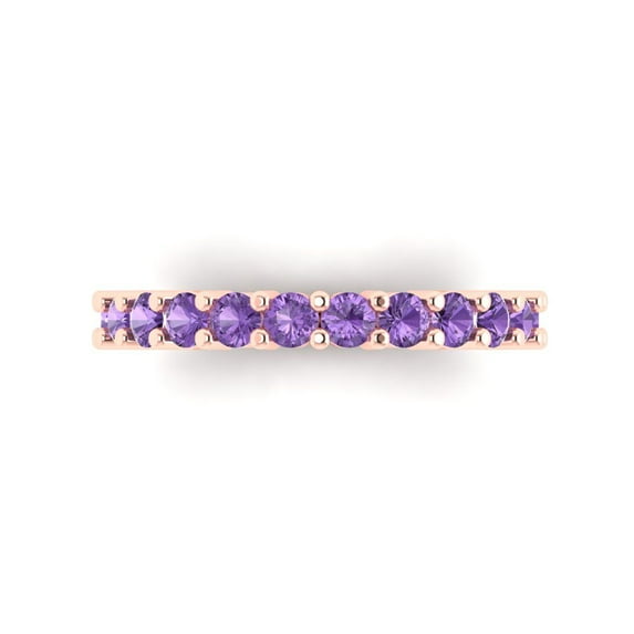 1.44 ctw Wedding Band for Women - 18K Rose Gold Simulated Alexandrite Stackable Eternity Ring