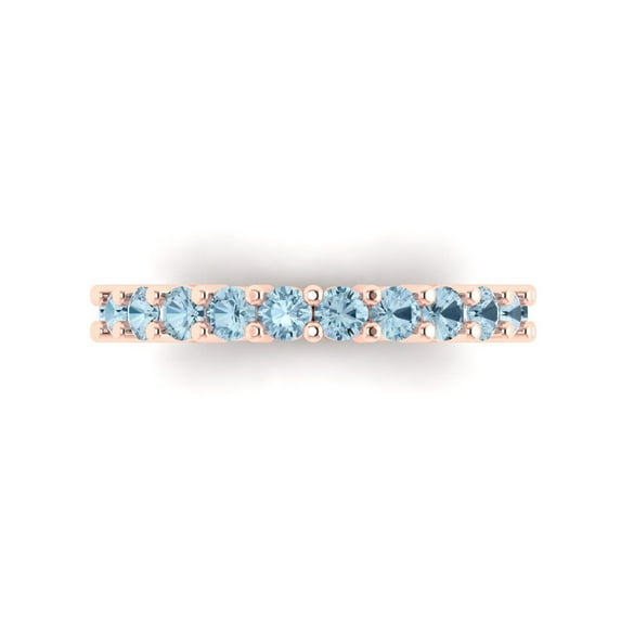 1.44 ctw Wedding Band for Women - 18K Rose Gold Simulated Blue Sapphire Stackable Eternity Ring