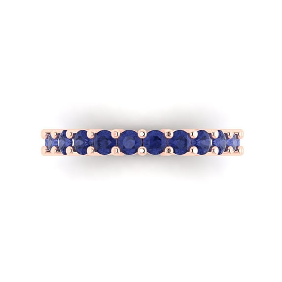 1.44 ctw Wedding Band for Women - 18K Rose Gold Simulated Tanzanite Stackable Eternity Ring