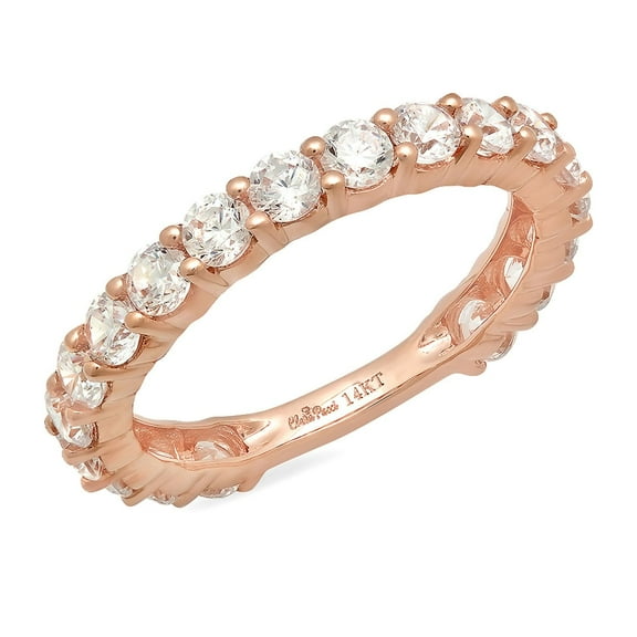 1.44 ctw Wedding Band for Women - 18K Rose Gold White Sapphire Stackable Eternity Ring