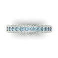 thumbnail image 1 of 1.44 ctw Wedding Band for Women - 18K White Gold Natural Aquamarine Stackable Eternity Ring, 1 of 6