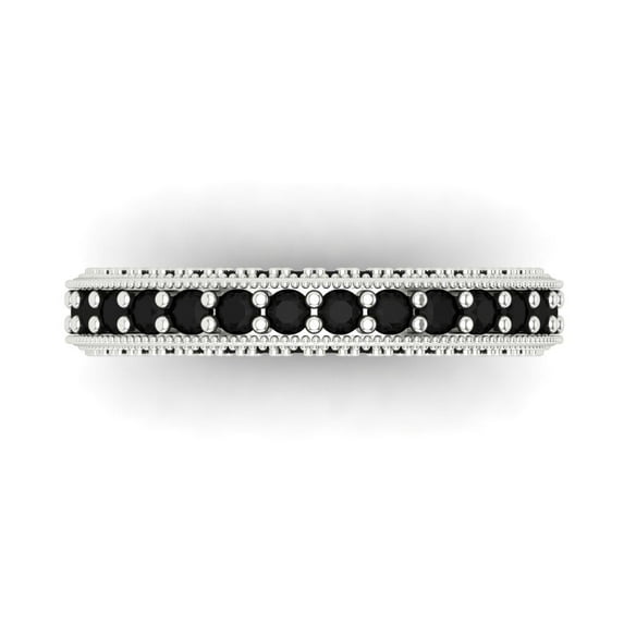 1.44 ctw Wedding Band for Women - 18K White Gold Natural Onyx Stackable Eternity Ring