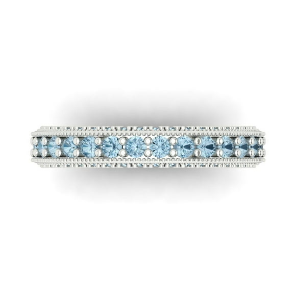 1.44 ctw Wedding Band for Women - 18K White Gold Simulated Blue Diamond Stackable Eternity Ring
