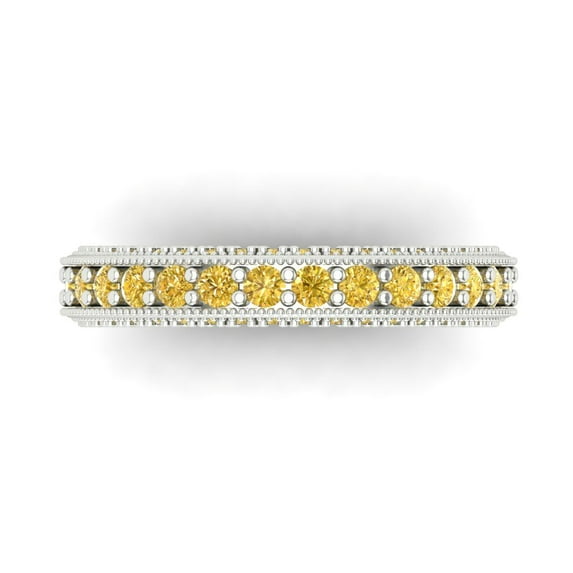1.44 ctw Wedding Band for Women - 18K White Gold Simulated Yellow Diamond Stackable Eternity Ring