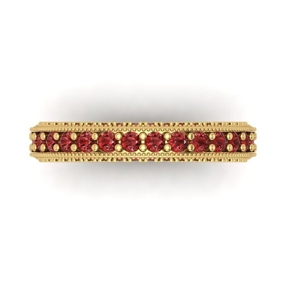 1.44 ctw Wedding Band for Women - 18K Yellow Gold Natural Garnet Stackable Eternity Ring