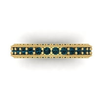 1.44 ctw Wedding Band for Women - 18K Yellow Gold Natural London Blue Topaz Stackable Eternity Ring