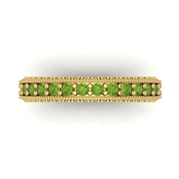 1.44 ctw Wedding Band for Women - 18K Yellow Gold Natural Peridot Stackable Eternity Ring