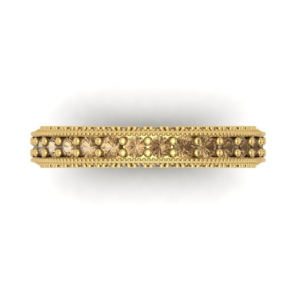 1.44 ctw Wedding Band for Women - 18K Yellow Gold Simulated Champagne Diamond Stackable Eternity Ring