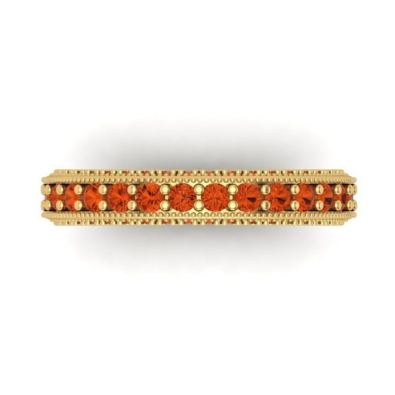 1.44 ctw Wedding Band for Women - 18K Yellow Gold Simulated Red Diamond Stackable Eternity Ring