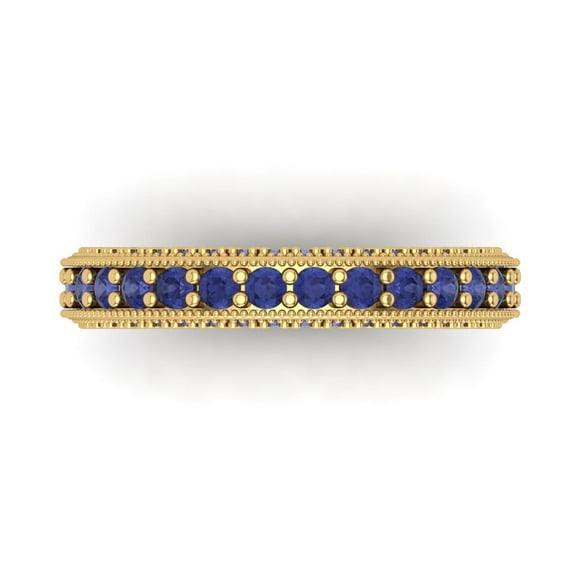 1.44 ctw Wedding Band for Women - 18K Yellow Gold Simulated Tanzanite Stackable Eternity Ring