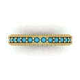 thumbnail image 1 of 1.44 ctw Wedding Band for Women - 18K Yellow Gold Simulated Turquoise Stackable Eternity Ring, 1 of 6
