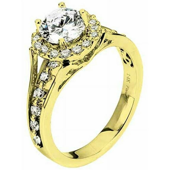 1.45 Carat Brilliant Round Cut Diamond Engagement Halo Ring