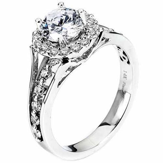 1.45 Carat Brilliant Round Cut Diamond Engagement Halo Ring