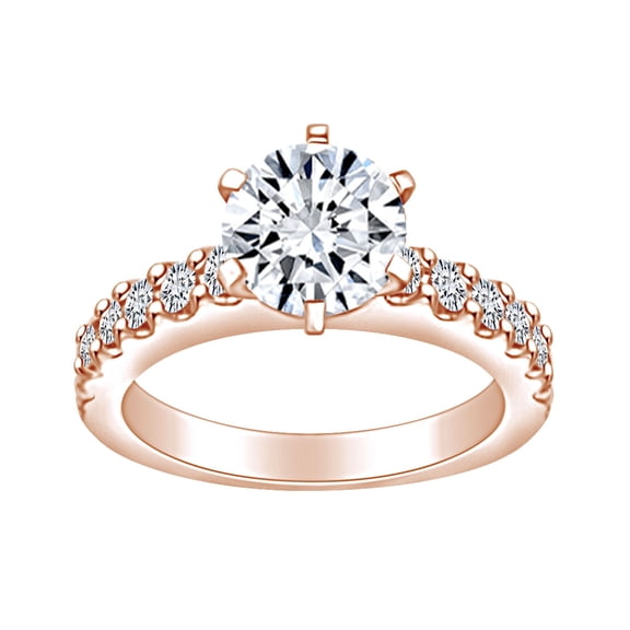 AFFY 1.45 Carat (Cttw) Round Shape White Natural Diamond Solitaire Engagement Ring In 14k Solid Rose Gold Ring Size-8