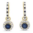 thumbnail image 1 of 1.45 Carat (ctw) 10K Yellow Gold Round Blue Sapphire & White Diamond Ladies Halo Style Dangling Drop Earrings 1 1/2 CT, 1 of 1