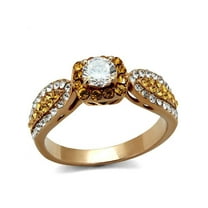 1.45 Clear and Topaz Cz Rose Gold Stainless Steel Engagement Ring Womens Size 9