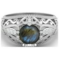 thumbnail image 1 of 1.45 Ctw Round Labradorite Antique Filigree Design 925 Sterling Silver Women Valentines Day Gifts Ring, 1 of 3