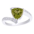 thumbnail image 1 of AFFY (1.45 cttw) Simulated Green Peridot & White Natural Diamond Engagement Wedding Ring In 14K Solid White Gold With, Ring Size 10, 1 of 1