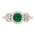 thumbnail image 1 of Three-Stone Engagement Ring for Women - 1.46ct Simulated Emerald in 14K Rose Gold Promise Ring, 1 of 8