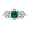 thumbnail image 1 of Three-Stone Engagement Ring for Women - 1.46ct Simulated Emerald in 18K White Gold Promise Ring, 1 of 6