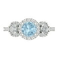 thumbnail image 1 of 1.46 ct Round Cut Natural Aquamarine 3 Stone 18K White Gold Womens Engagement Ring, 1 of 5