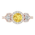 thumbnail image 1 of 1.46 ctw 3 Stone Anniversary Ring for Women | Round Cut Natural Citrine | Hyperallergenic Solid 18K Rose Gold, 1 of 5