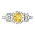 thumbnail image 1 of Clara Pucci 14K White Gold 1.46ct Citrine Three-Stone Ring for Women, 1 of 8