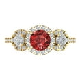 thumbnail image 1 of 1.46 ct Round Cut Natural Garnet Three-Stone Engagement Ring for Women in 18K Yellow Gold, 1 of 5