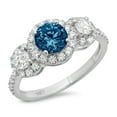 thumbnail image 1 of 1.46 ct Round Cut Natural London Blue Topaz 3 Stone 18K White Gold Womens Engagement Ring, 1 of 4
