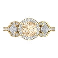 thumbnail image 1 of 1.46 ct Round Cut Natural Morganite 3 Stone 18K Yellow Gold Womens Engagement Ring, 1 of 5