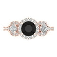 thumbnail image 1 of 1.46 ct Round Cut Natural Onyx Three-Stone Engagement Ring for Women in 18K Rose Gold, 1 of 5