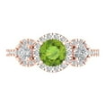 thumbnail image 1 of 1.46 ct Round Cut Natural Peridot Three-Stone Engagement Ring for Women in 18K Rose Gold, 1 of 5