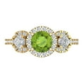thumbnail image 1 of 1.46 ct Round Cut Natural Peridot Three-Stone Engagement Ring for Women in 18K Yellow Gold, 1 of 5