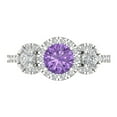thumbnail image 1 of Clara Pucci 14K White Gold Solid Gold Alexandrite Three-Stone Anniversary Ring for Women - 1.46 cttw Round Cut, 1 of 8