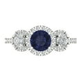 thumbnail image 1 of 1.46 ct Round Cut Simulated Blue Sapphire Three-Stone Engagement Ring for Women in 18K White Gold, 1 of 5