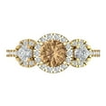 thumbnail image 1 of Clara Pucci 14K Yellow Gold Solid Gold Champagne Three-Stone Anniversary Ring for Women - 1.46 cttw Round Cut, 1 of 8