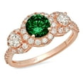 thumbnail image 1 of 1.46 ct Round Cut Simulated Emerald 3 Stone 18K Rose Gold Womens Engagement Ring, 1 of 3