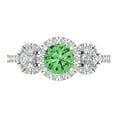 thumbnail image 1 of 1.46 ct Round Cut Simulated Green Diamond 3 Stone 18K White Gold Womens Engagement Ring, 1 of 5