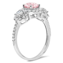 1.46 ct Round Cut Simulated Pink Diamond Three-Stone Engagement Ring for Women in 18K White Gold