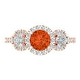 thumbnail image 1 of 1.46 ct Round Cut Simulated Red Diamond Three-Stone Engagement Ring for Women in 18K Rose Gold, 1 of 5