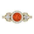 thumbnail image 1 of 1.46 ct Round Cut Simulated Red Diamond Three-Stone Engagement Ring for Women in 18K Yellow Gold, 1 of 5
