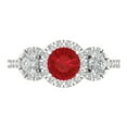 thumbnail image 1 of Clara Pucci 14K White Gold 1.46ct Ruby Three-Stone Ring for Women, 1 of 8
