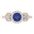 thumbnail image 1 of 1.46 ct Round Cut Simulated Tanzanite 3 Stone 14K Rose Gold Womens Engagement Ring, 1 of 5