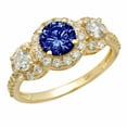 thumbnail image 1 of 1.46 ct Round Cut Simulated Tanzanite 3 Stone 14K Yellow Gold Womens Engagement Ring, 1 of 5