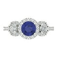 thumbnail image 1 of 1.46 ct Round Cut Simulated Tanzanite Three-Stone Engagement Ring for Women in 18K White Gold, 1 of 5