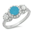 thumbnail image 1 of 1.46 ct Round Cut Simulated Turquoise 3 Stone 18K White Gold Womens Engagement Ring, 1 of 3