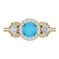 thumbnail image 1 of 1.46 ct Round Cut Simulated Turquoise 3 Stone 18K Yellow Gold Womens Engagement Ring, 1 of 5