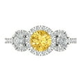 thumbnail image 1 of 1.46 ct Round Cut Simulated Yellow Diamond Three-Stone Engagement Ring for Women in 18K White Gold, 1 of 5