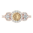 thumbnail image 1 of Clara Pucci 14K Rose Gold Solid Gold YellowMoissanite Three-Stone Anniversary Ring for Women - 1.46 cttw Round Cut, 1 of 8
